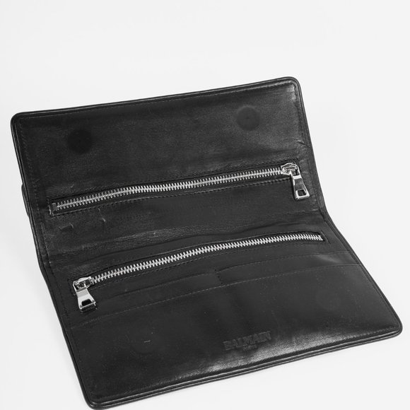 Balmain Black White Stripe Clutch Silver Tone Hardware - Picture 8 of 10